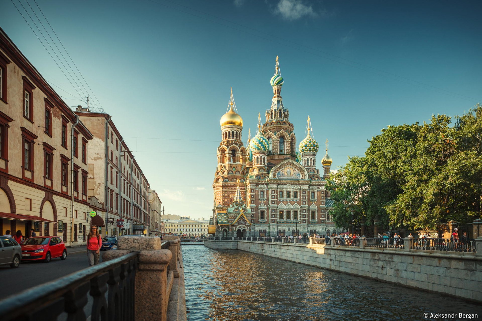 church of the savior on spilled blood st. petersburg peter russia river cleaning aleksandr bergan