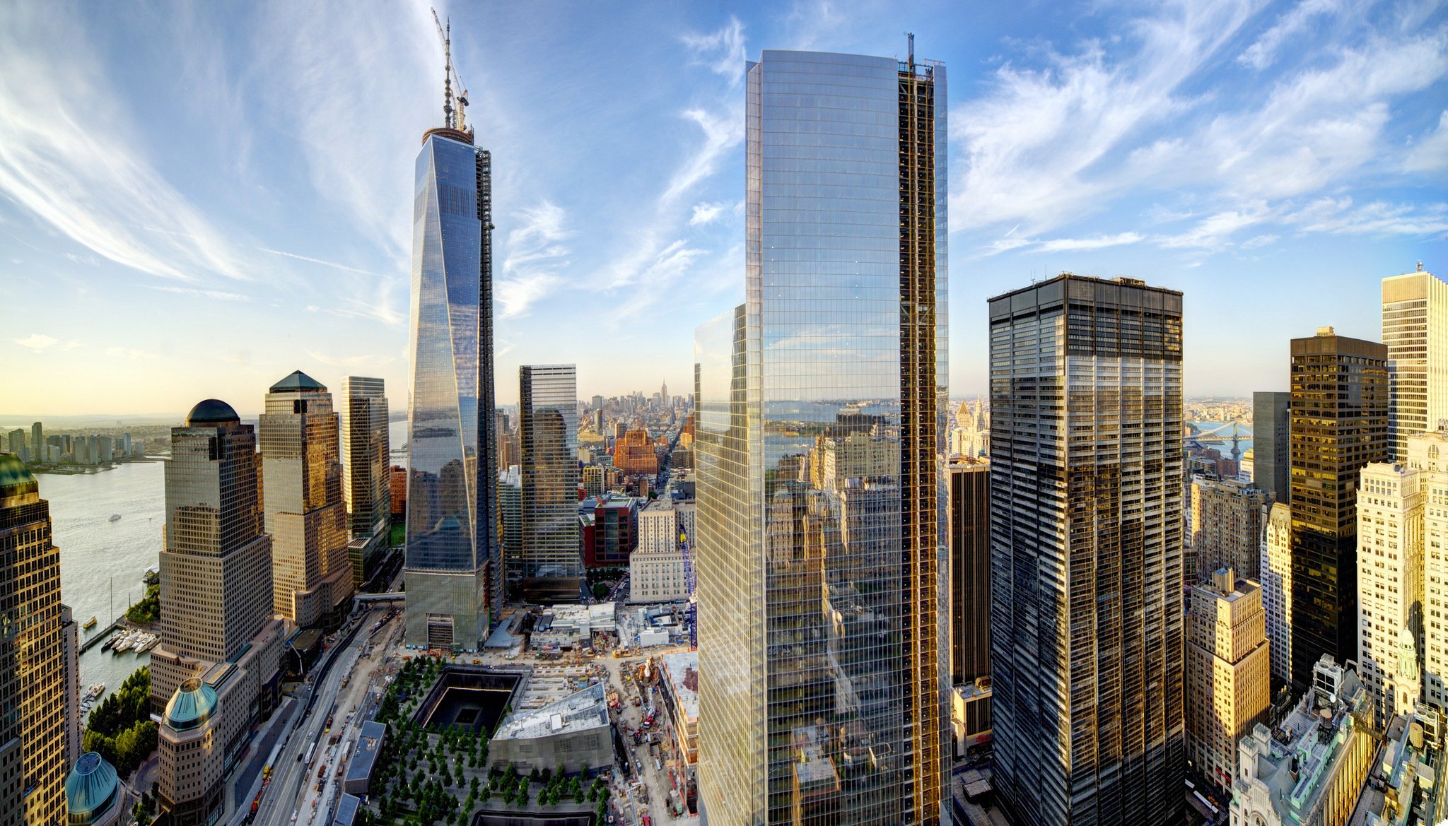 new york manhattan cmt 1 world trade center usa world trade center stadt himmel wolken wolkenkratzer gebäude häuser panorama