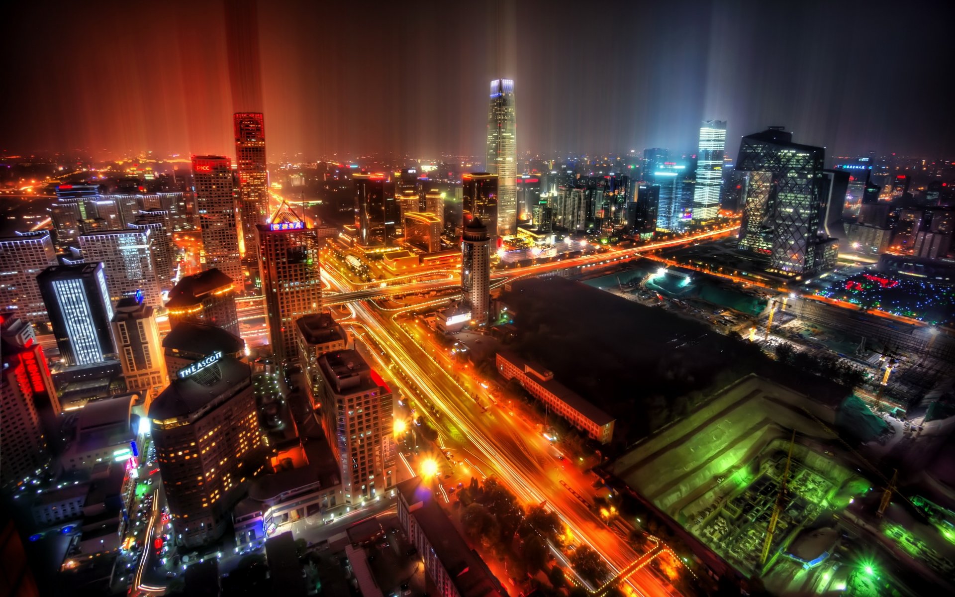 beijing china metropolis town night skyscraper