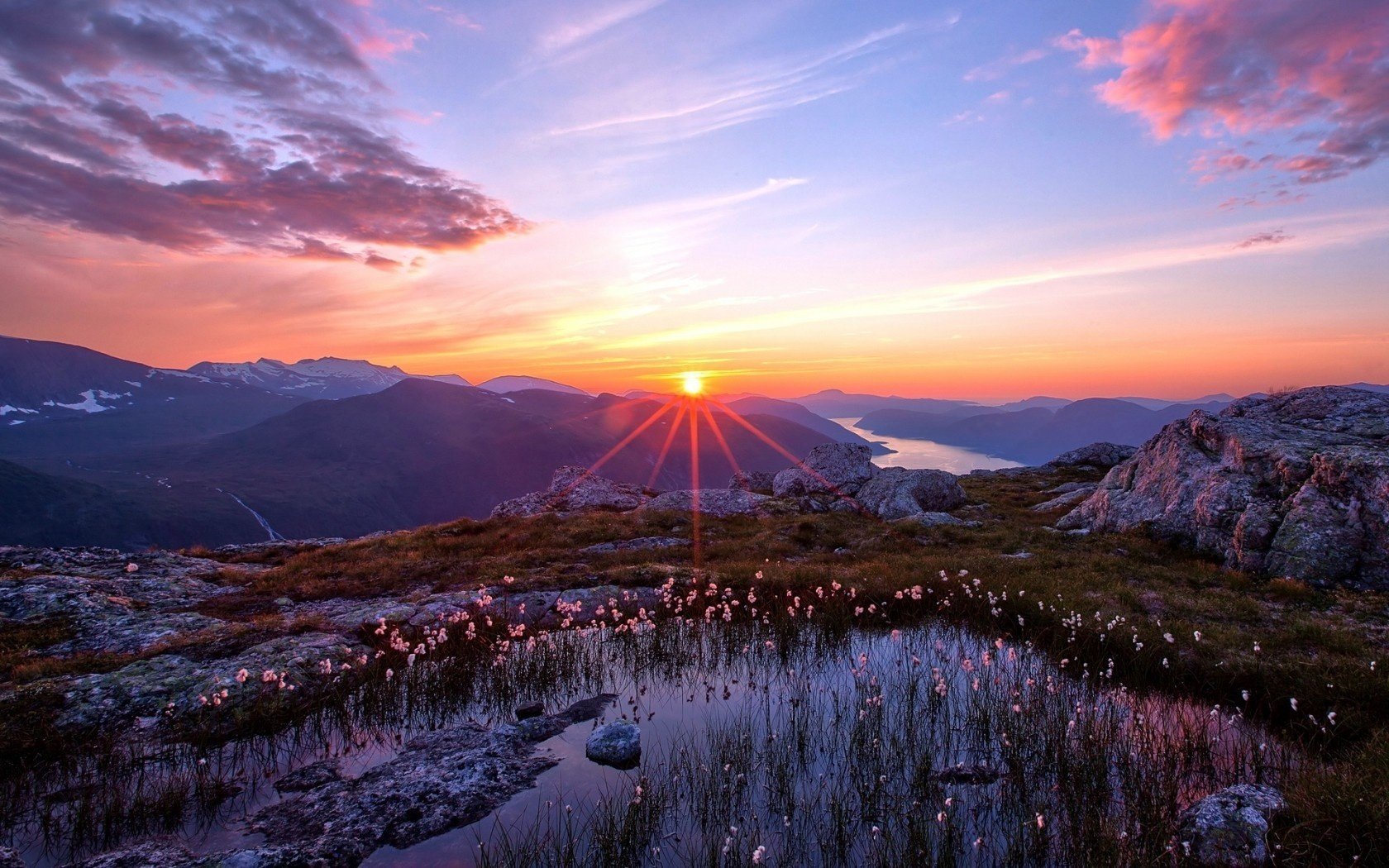 landscape mountains sunset