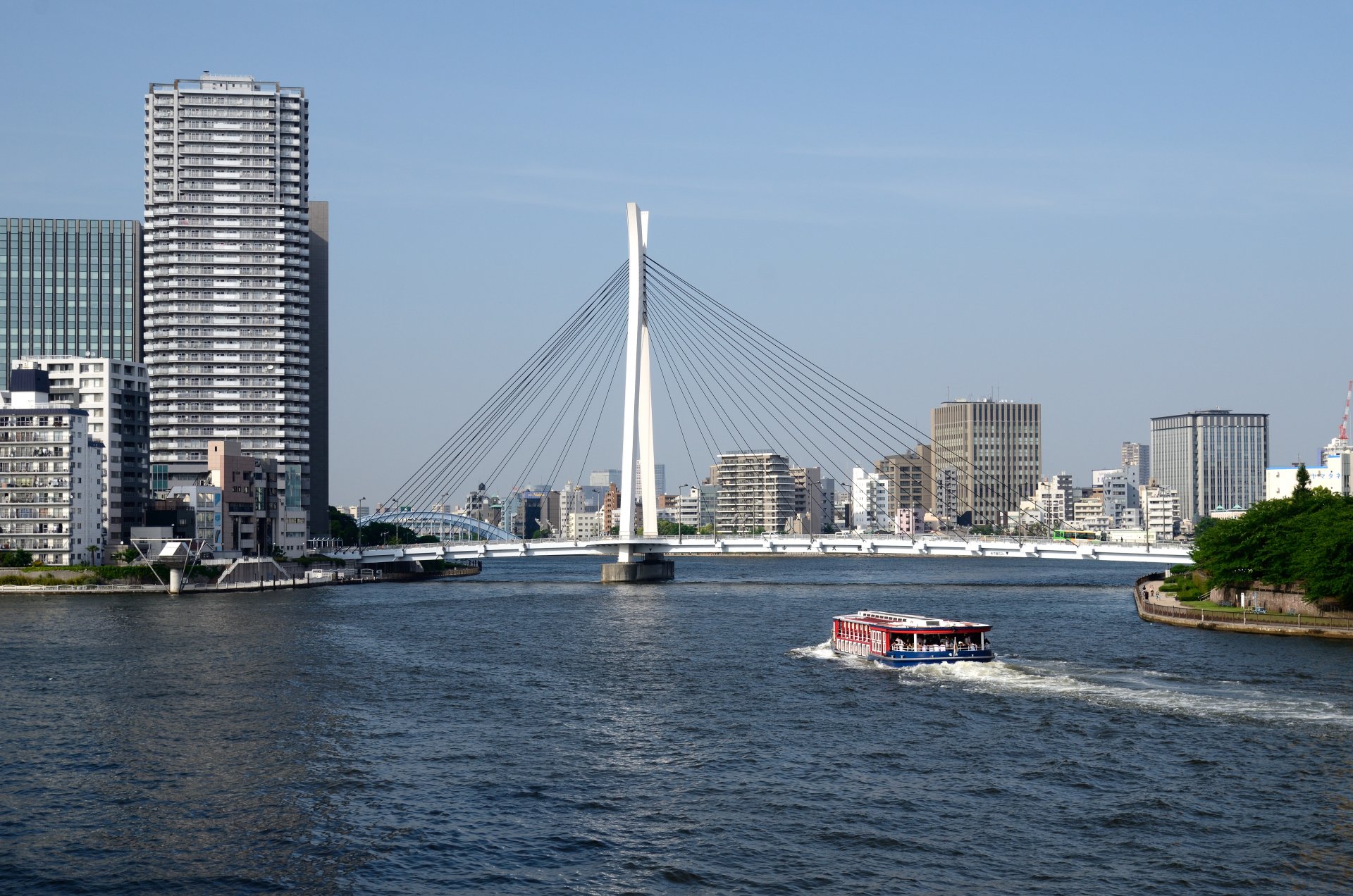 tokio rzeka sumida most promenada promenada domy stolica japonii