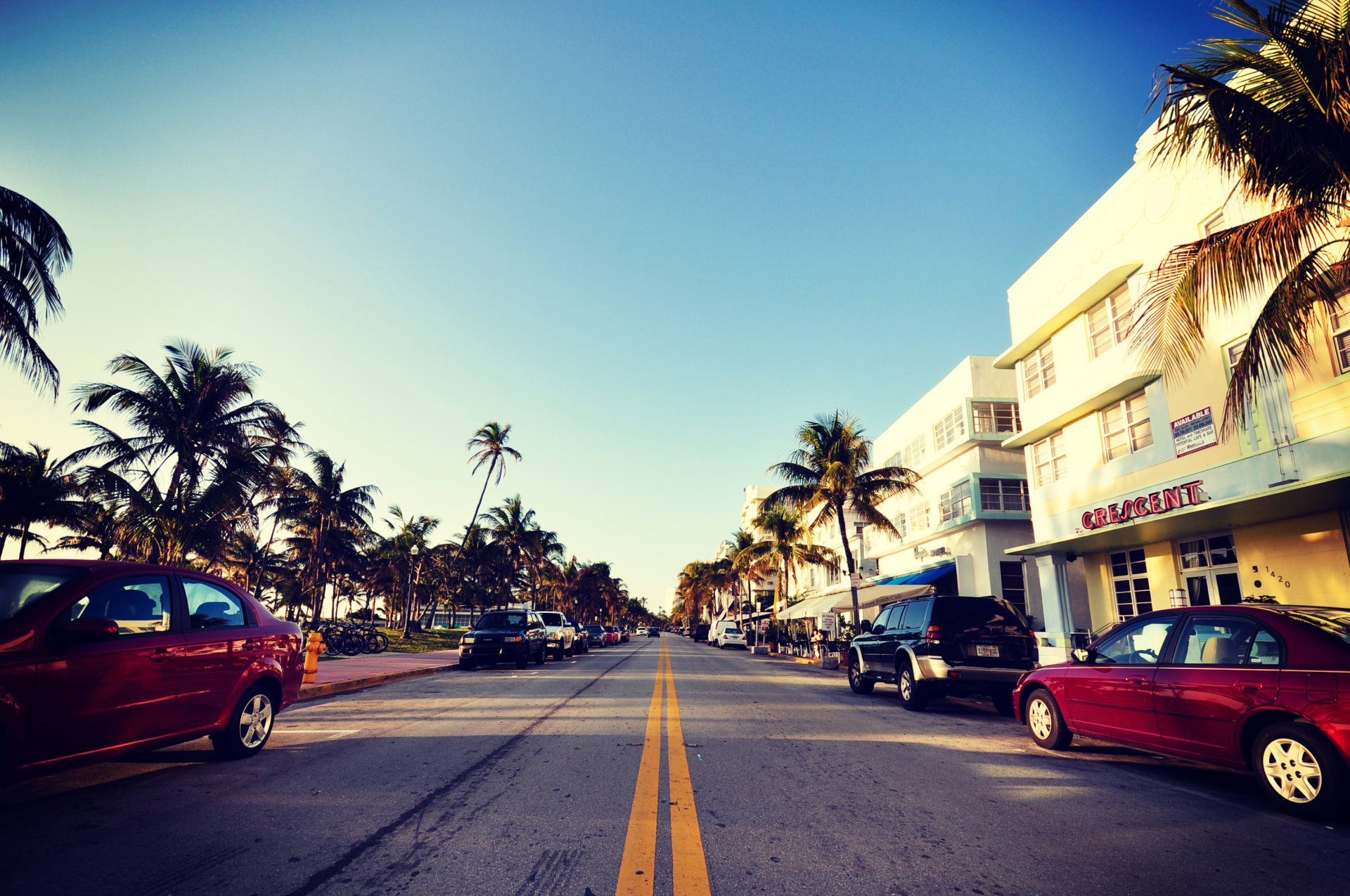 miami floride south beach ciel route auto rue palmiers hôtels vice-ville