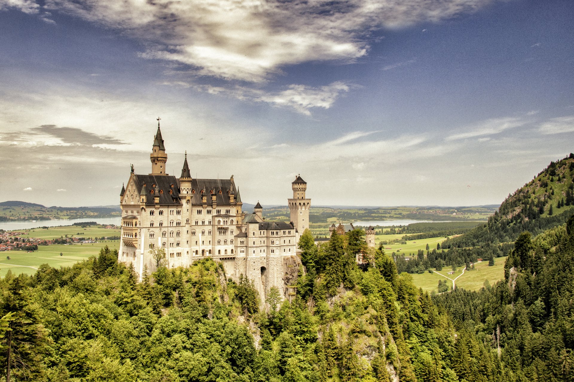 stadt deutschland südwestlich bayern schloss neuschwanstein wald tal