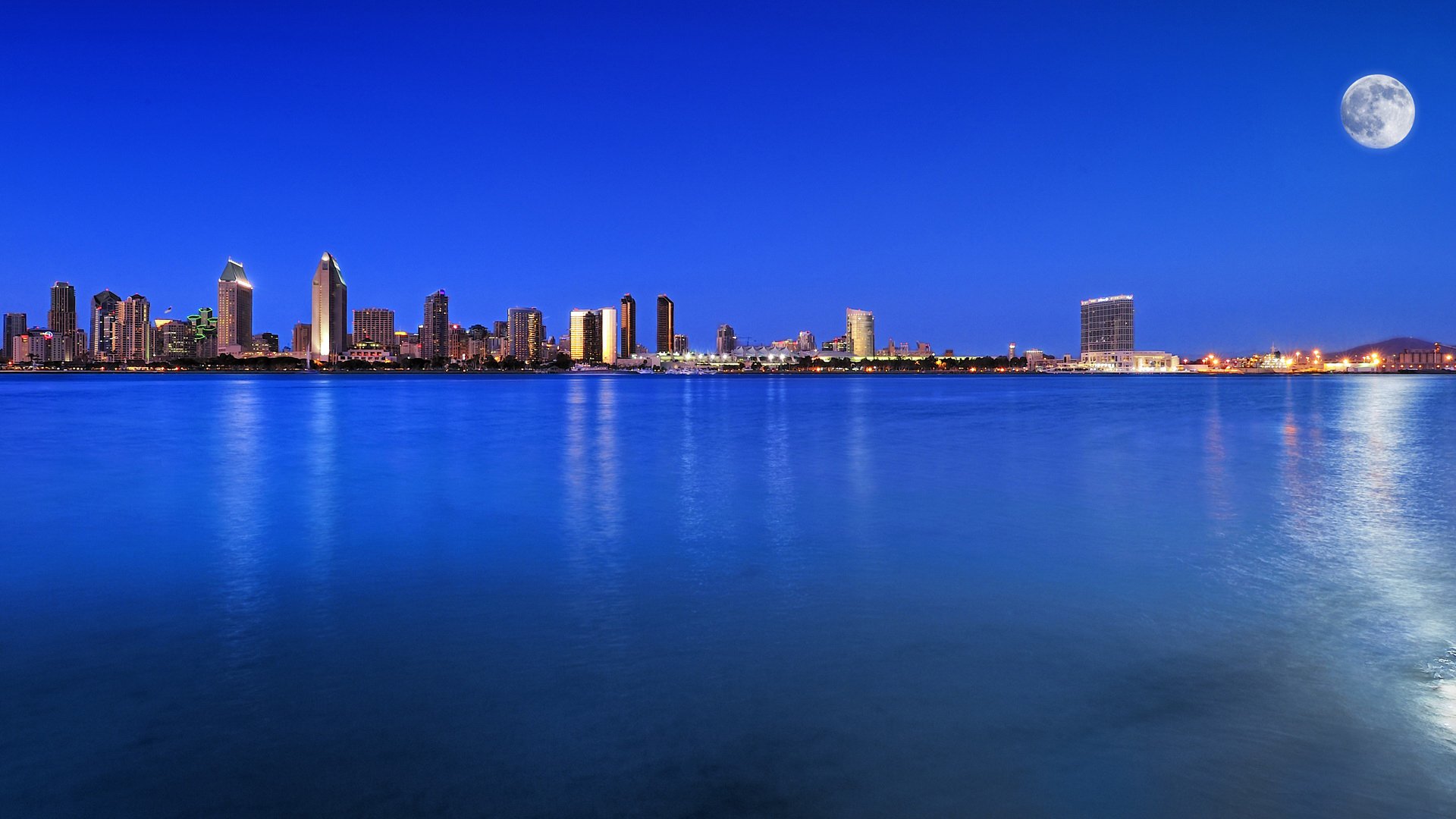 san diego estados unidos ciudad noche luna cielo azul bahía paisaje