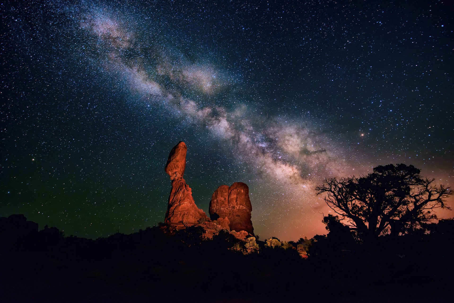 notte canyon cielo deserto stelle via lattea