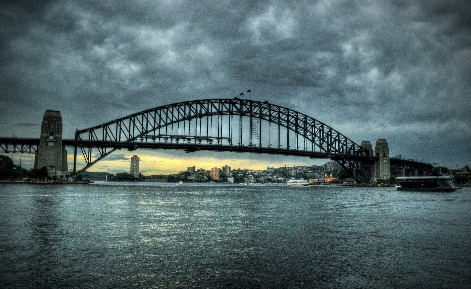 town sydney australia bridge river sky cloud