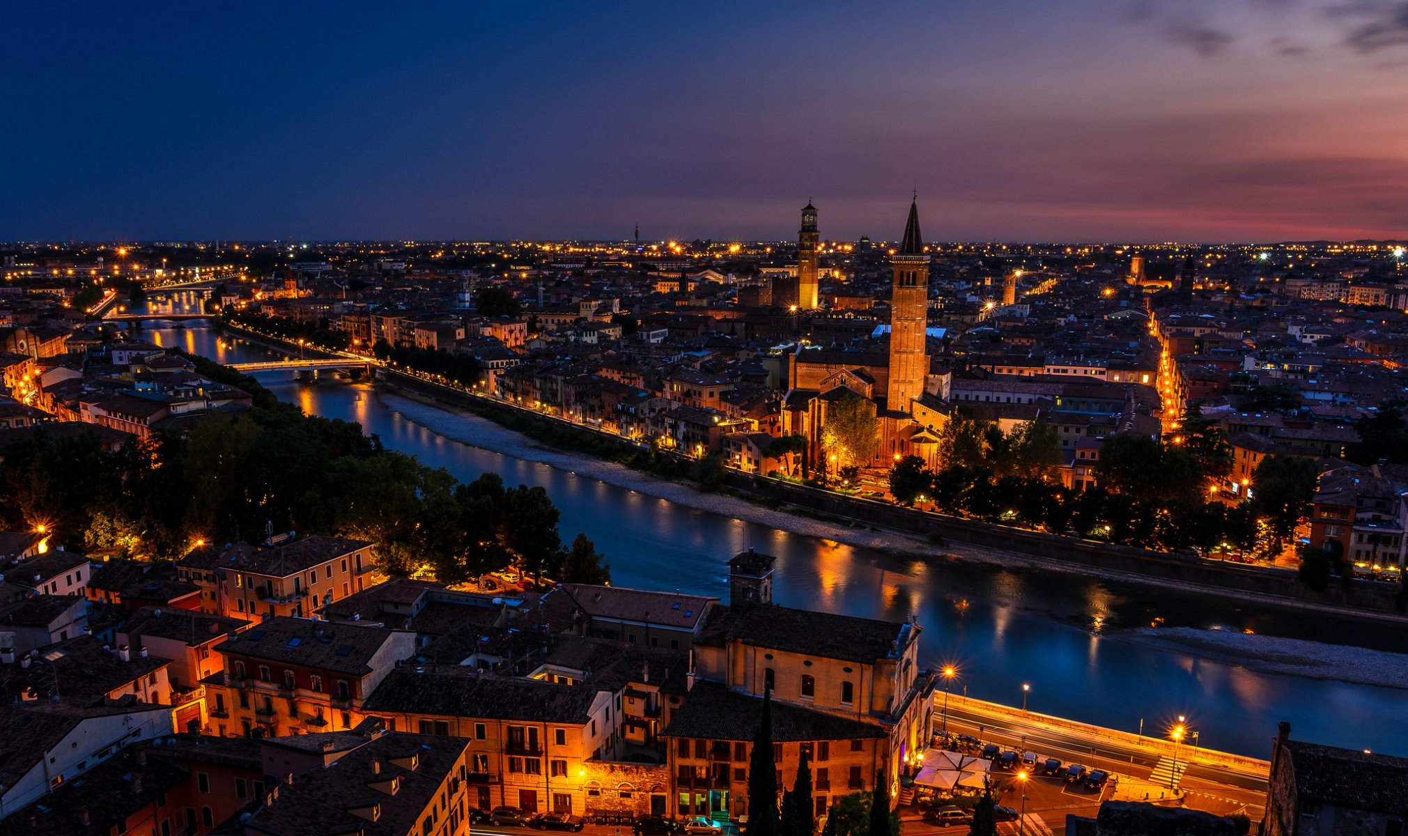 italien verona sonnenuntergang dämmerung lichter