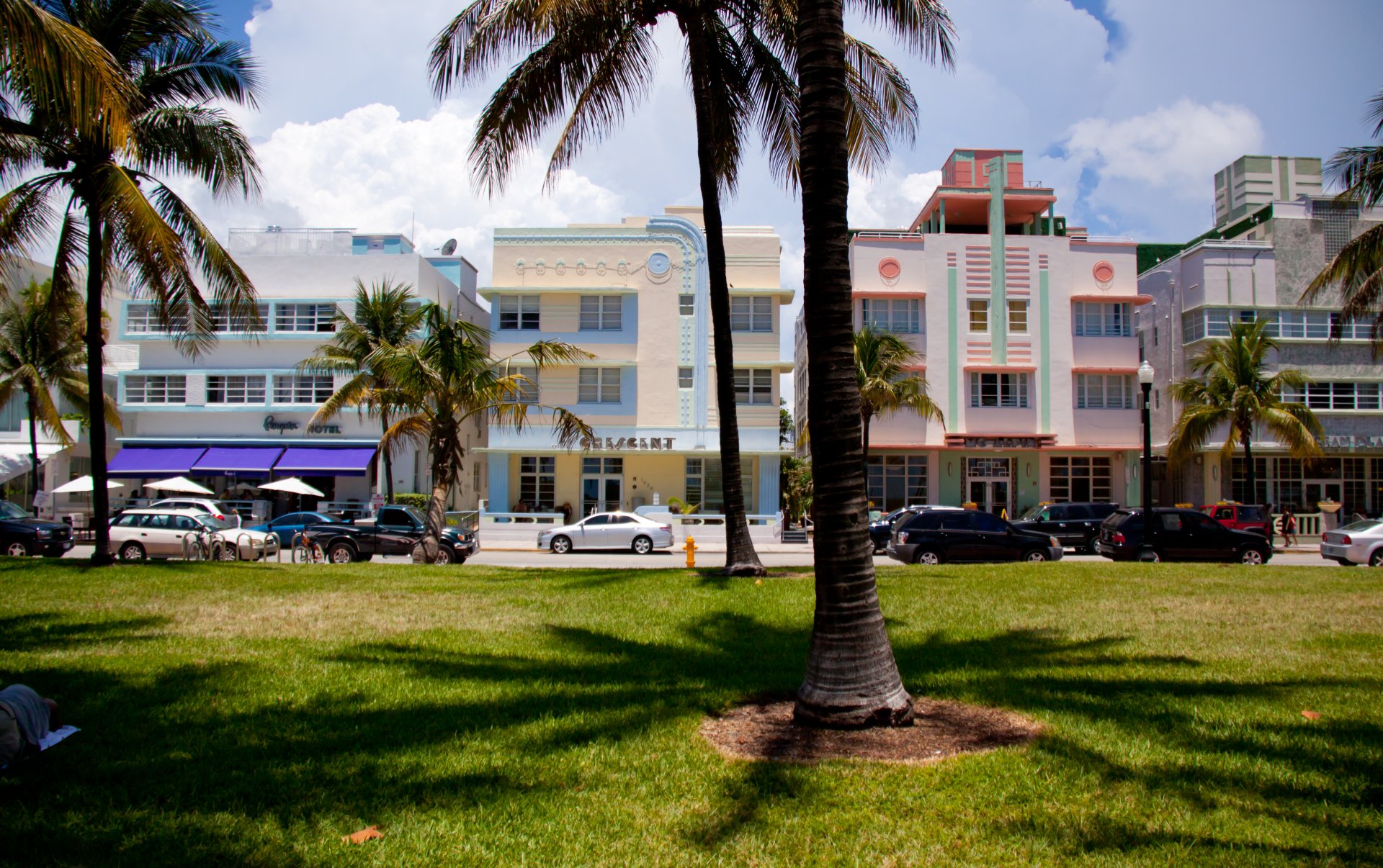 miami floride south beach palmiers voitures maisons hôtels vice-ville