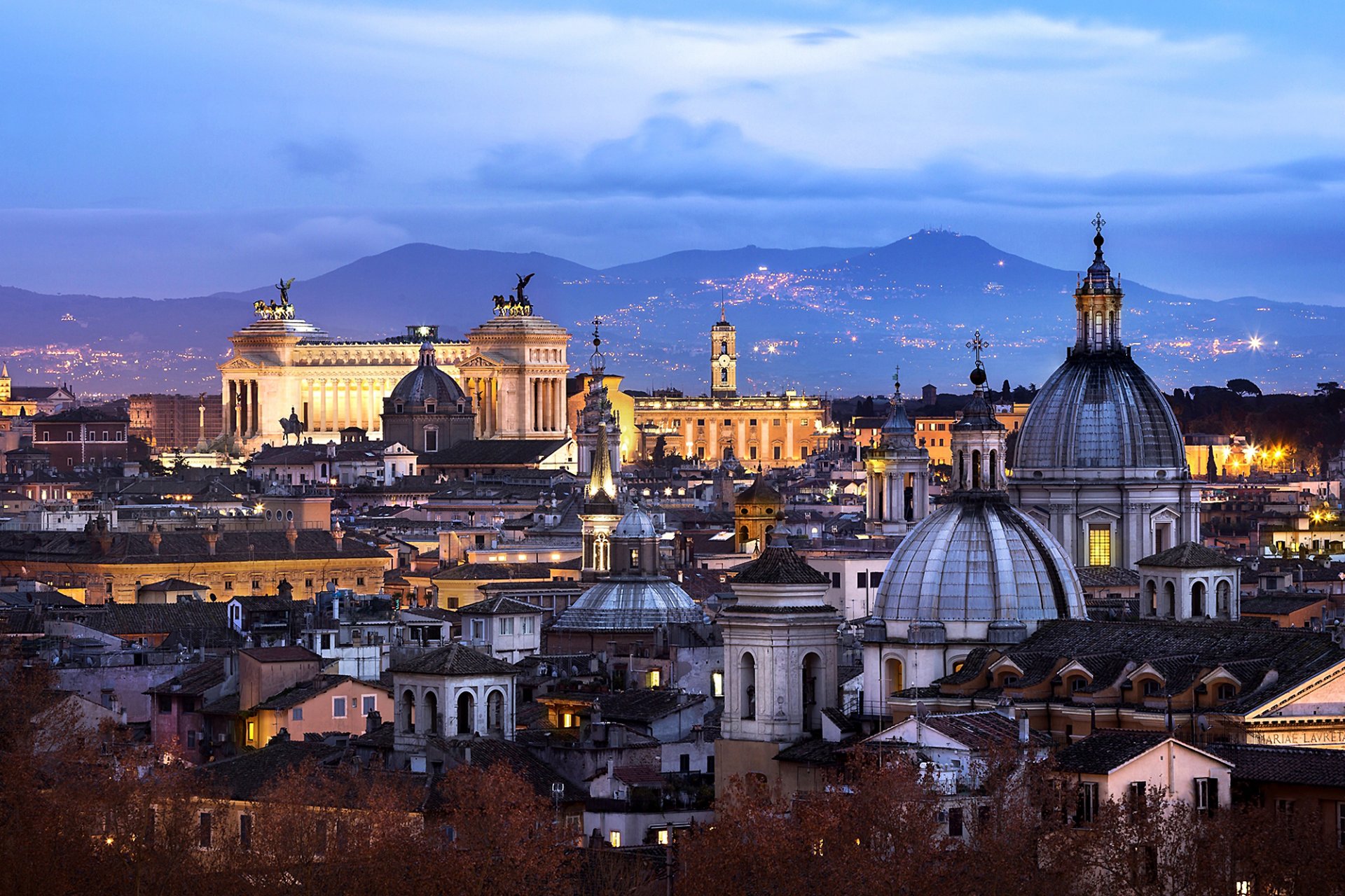 rome italie vatican architecture ville panorama soirée ciel maisons bâtiments lumières