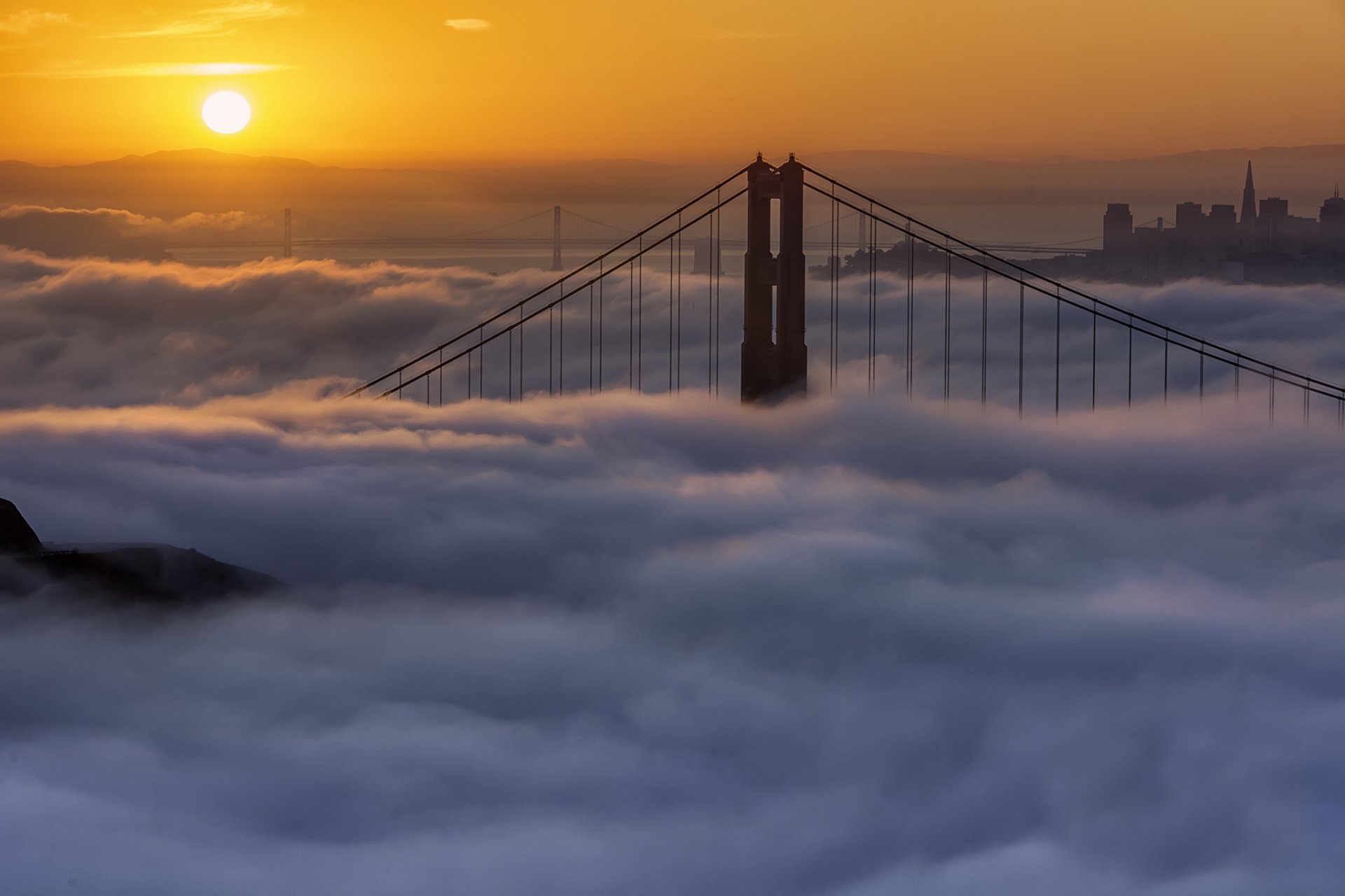 californie san francisco brouillard matin aube