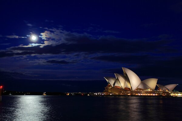 Opera House in Sydney in the evening