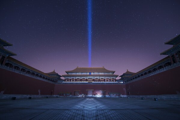 China Beijing starry purple sky on the palace complex