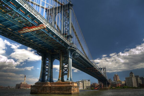 Pont de Manhattan à New York, vue de dessous