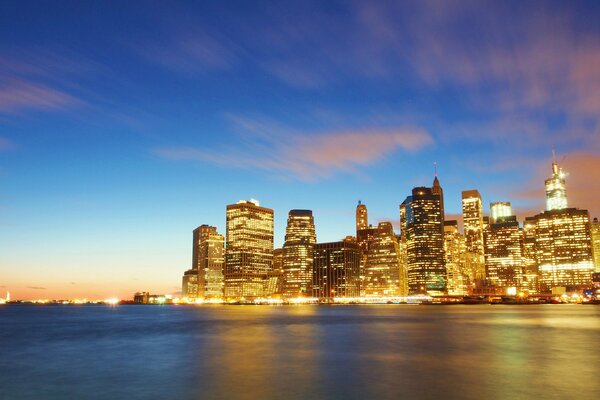 Night Wall Street on the river