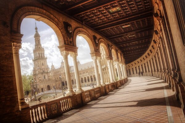 Columns of the castle in Spain