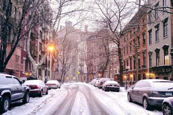 Paesaggio urbano invernale a New York