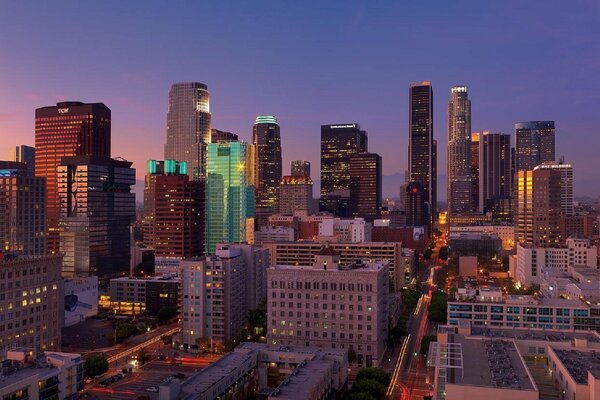 Los Angeles City bei Sonnenuntergang