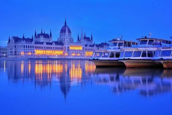 Evening Hungary in glowing lights