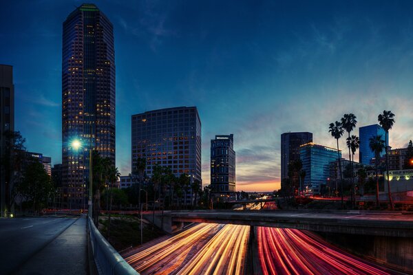 California night lights on the roadway