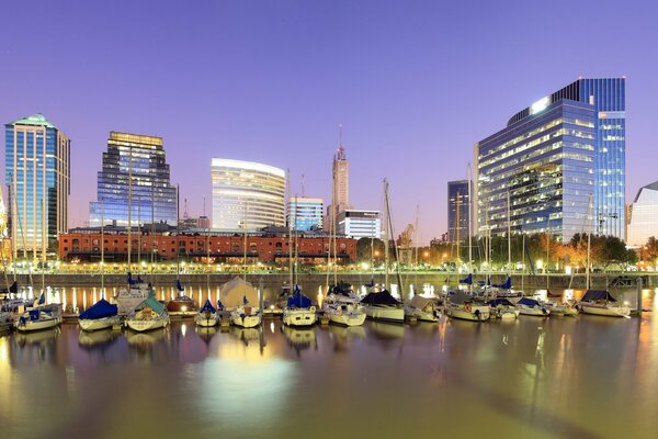 Bahía nocturna de buenos Aires