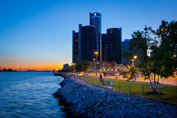 La hermosa ciudad de Detroit en los Estados Unidos