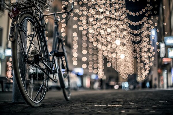 Paisaje de invierno, ciudad nocturna