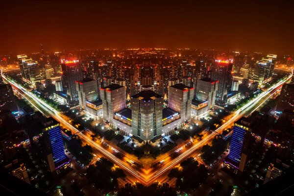 Ciudad nocturna de Pekín, capital de China