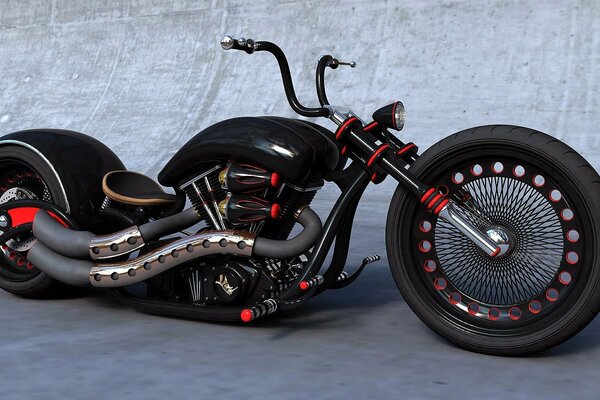 Motorcycle with big black wheels