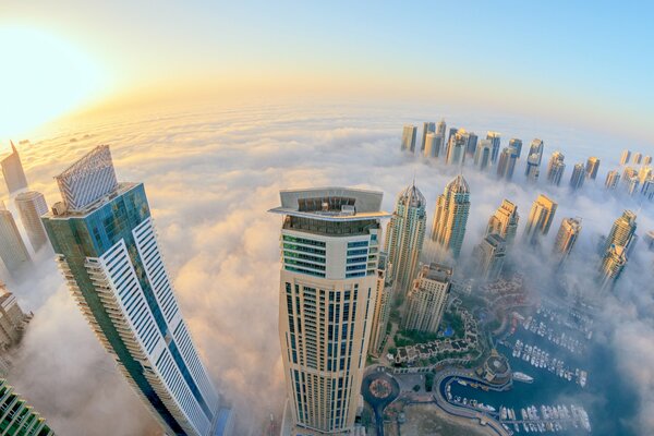 Top view of Dubai skyscrapers