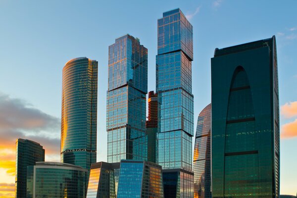 View of Moscow city at dawn