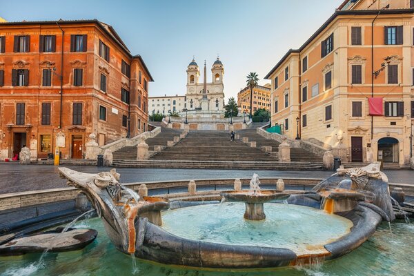 The city of Rome. Buildings and fountain