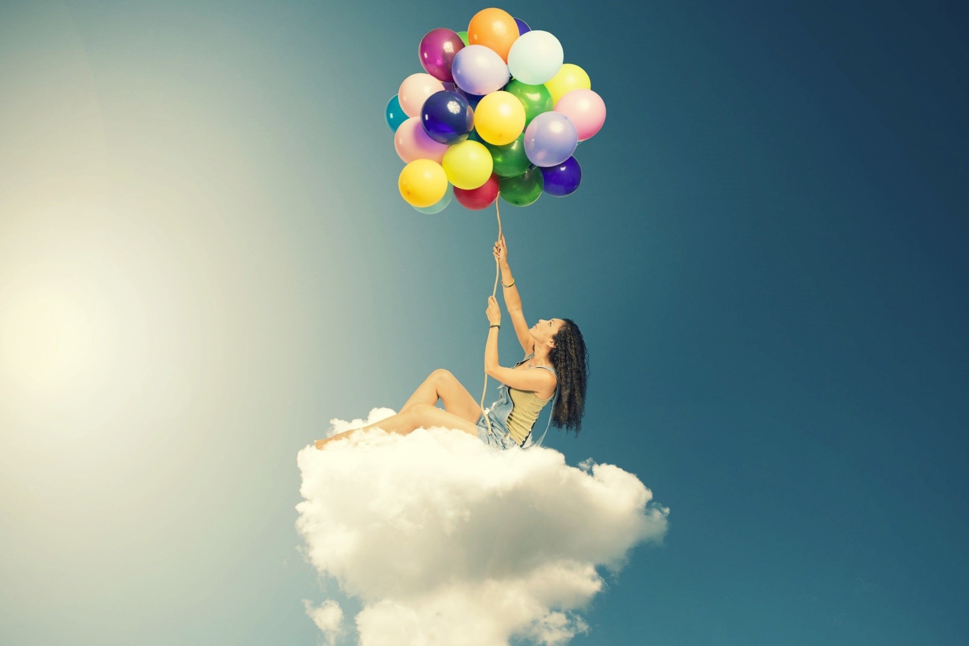 pantalla ancha globos niña nube estado de ánimo cielo fondo pantalla completa fondos de pantalla nubes mujer globos colores