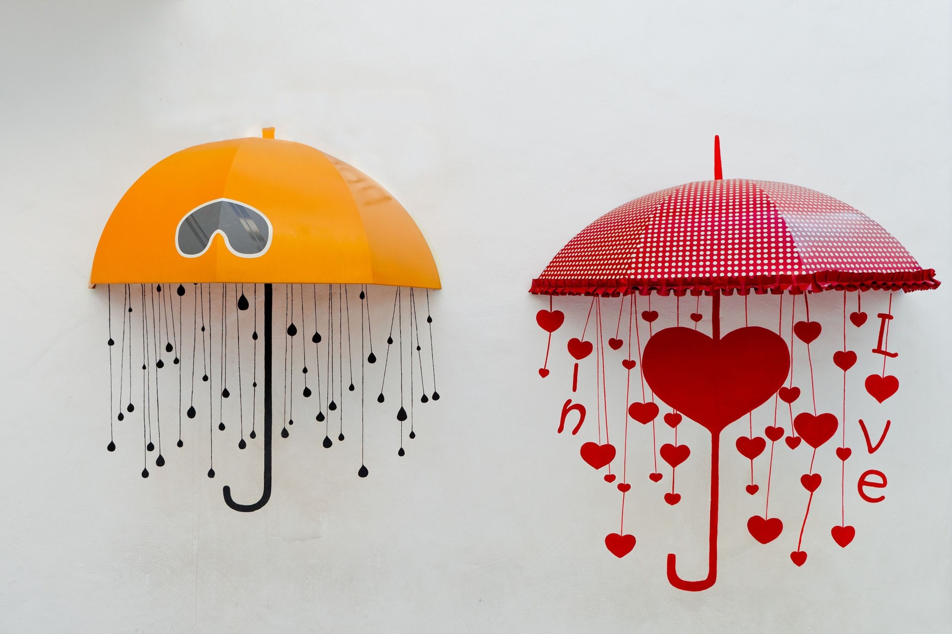 grand écran plein écran humeur coeur fond parapluies papier peint jaune parapluie rouge