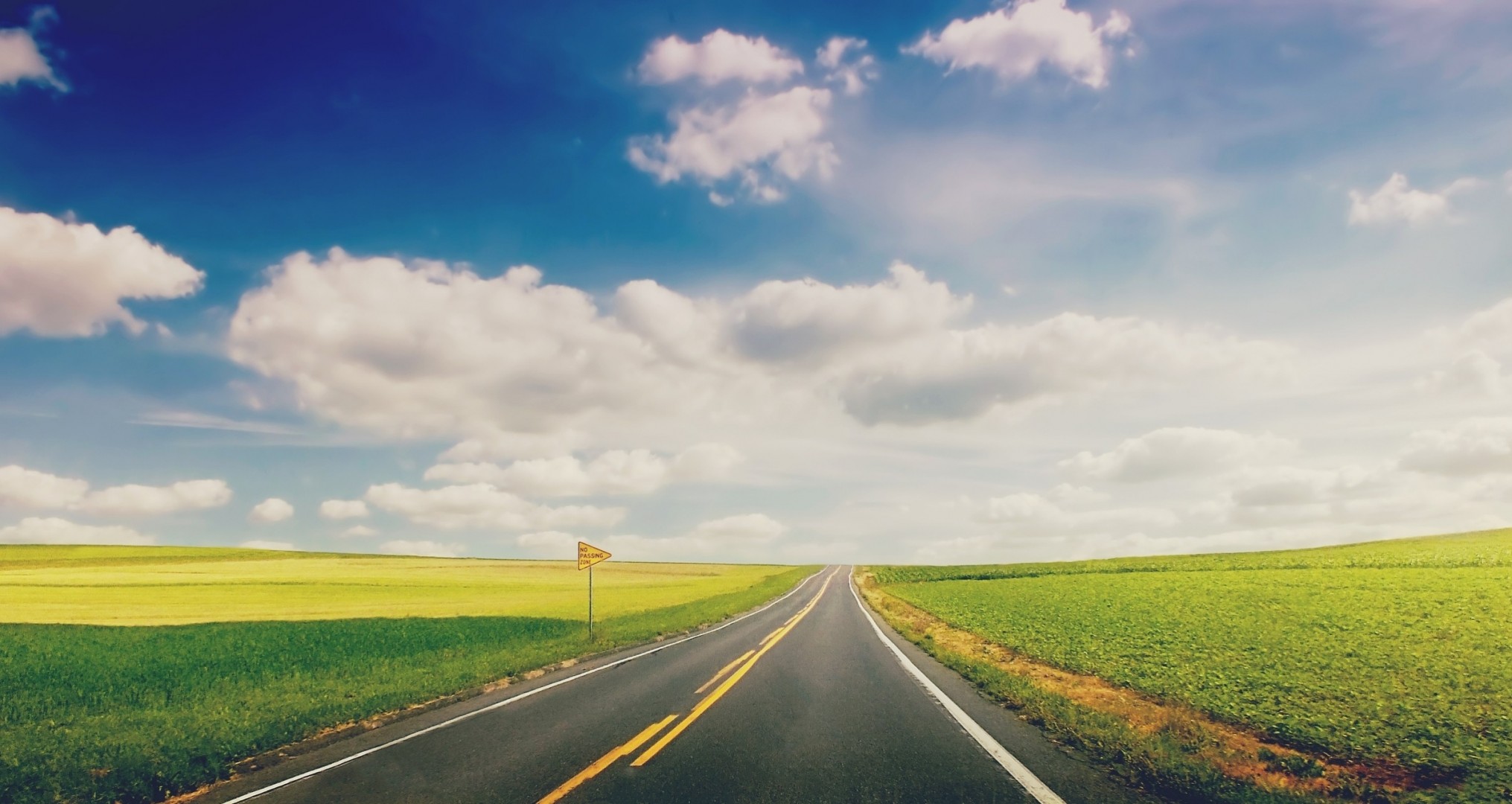 road clouds spring cumulus tuscany landscape sky the field