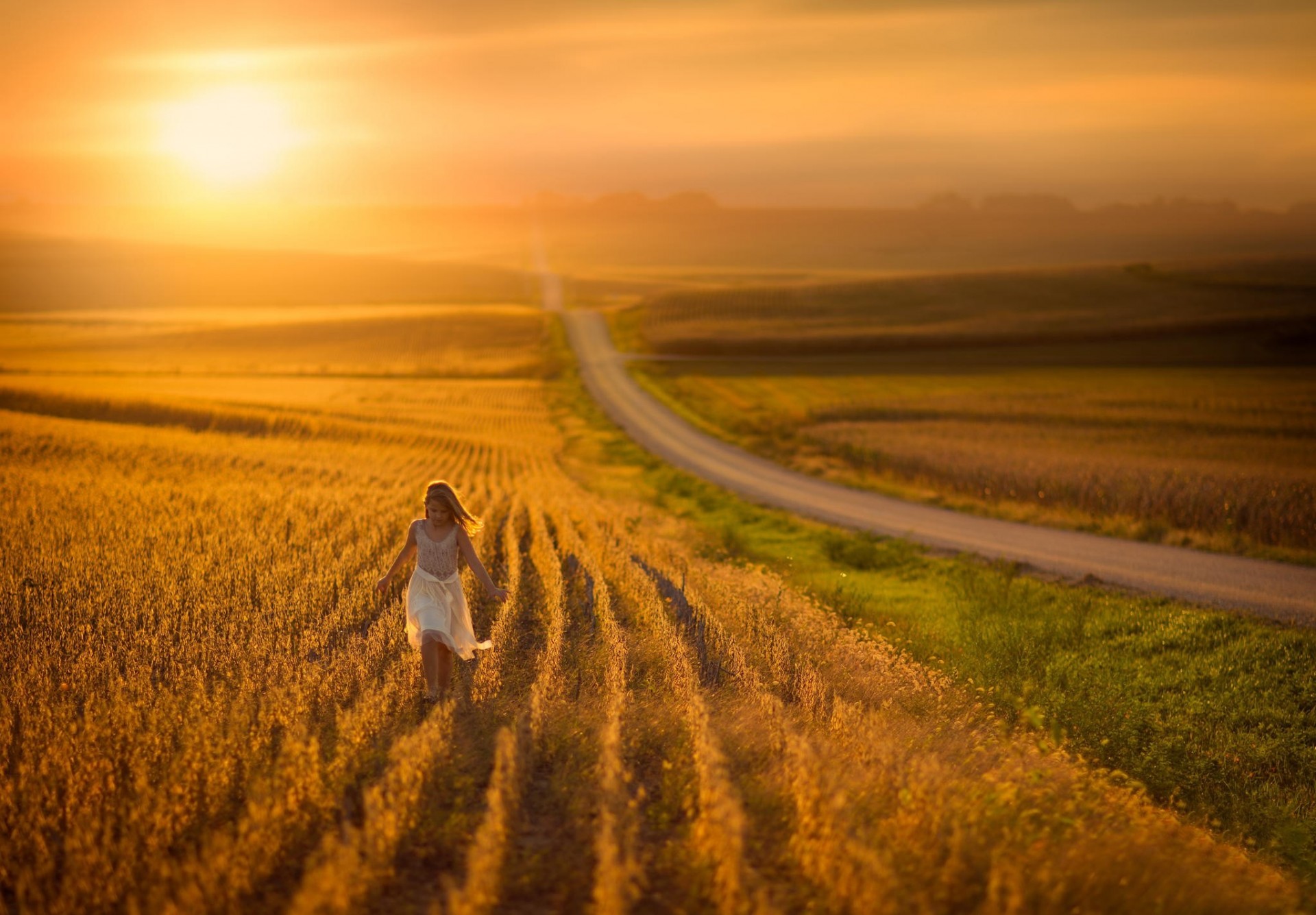 feld raum straße mädchen sonnenlicht