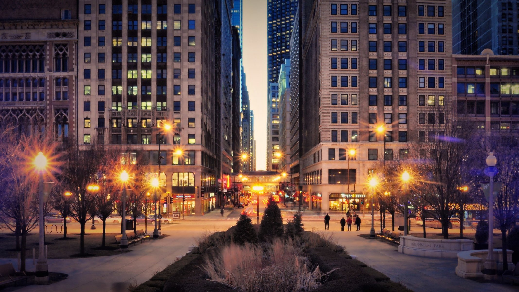 centro illinois chicago estados unidos américa edificios rascacielos cielo rascacielos noche luces linternas mafshines