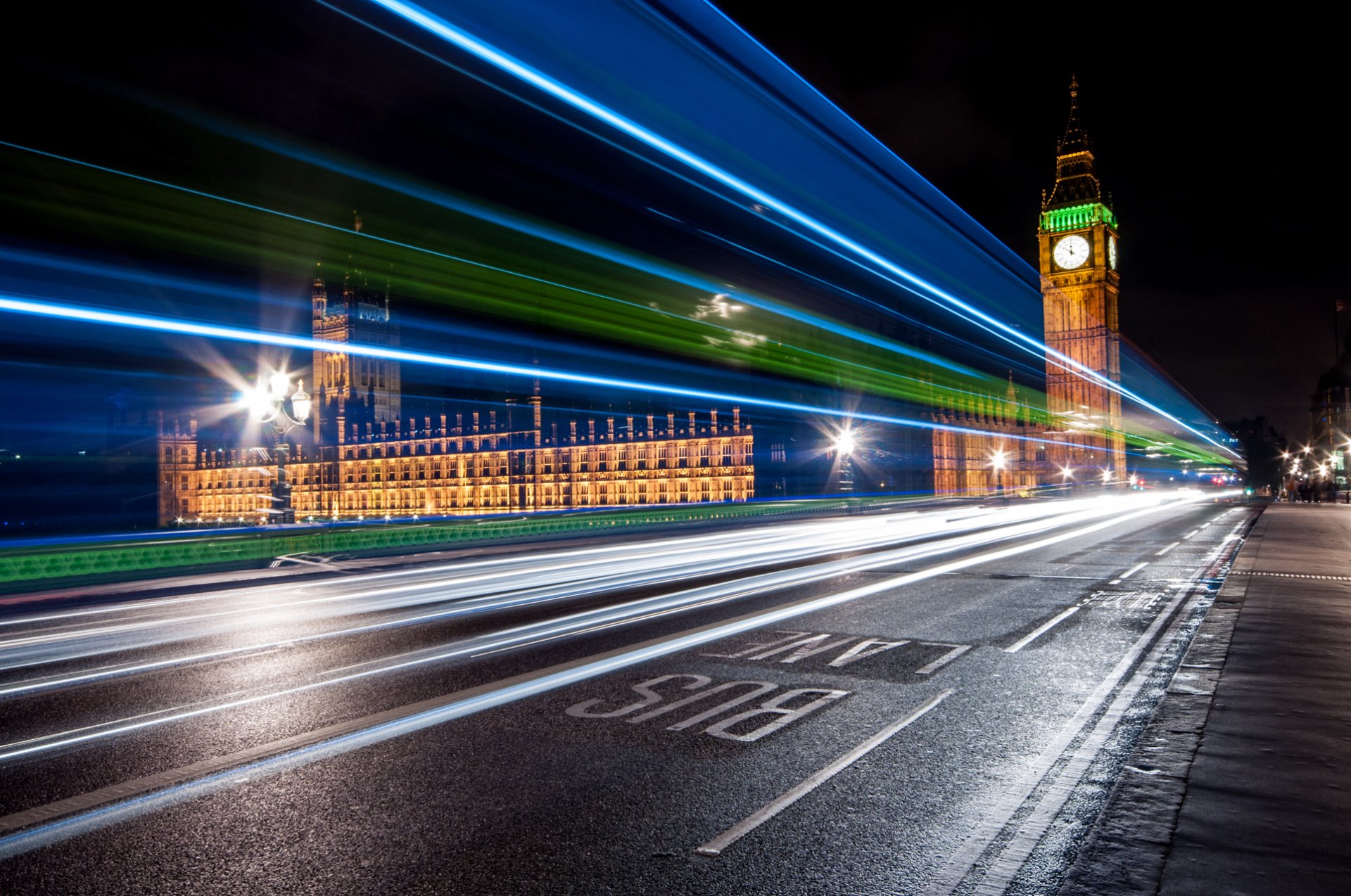 miasto londyn anglia ulica noc światła big ben fragment