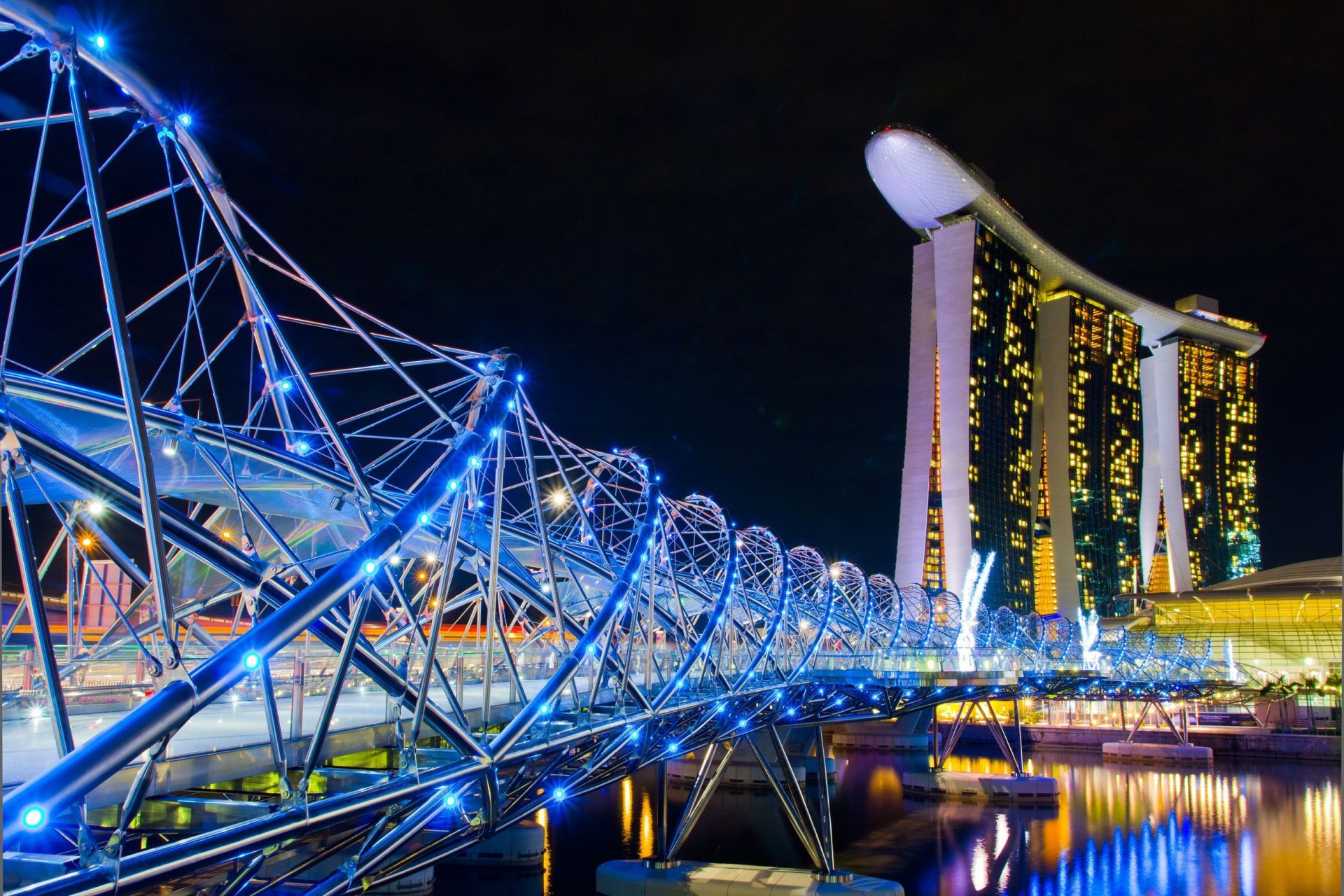 ville singapour nuit hôtel casino pont