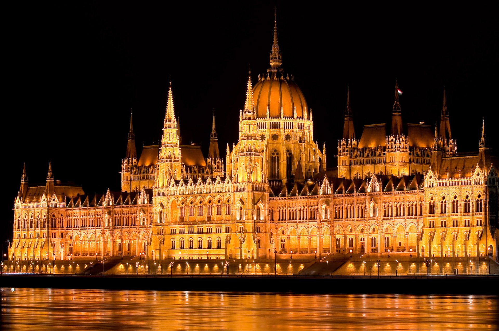 hungary budapest capital parliament night lights light illumination water river danube