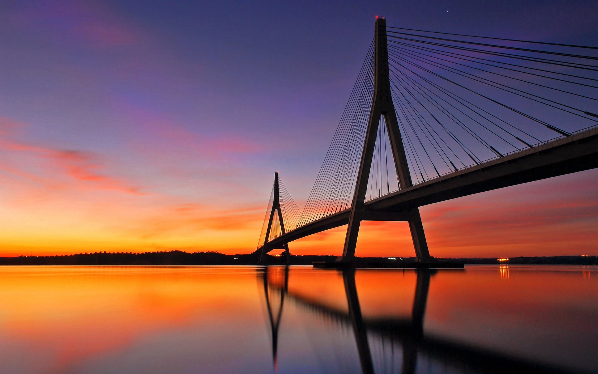 pont espagne coucher de soleil rivière