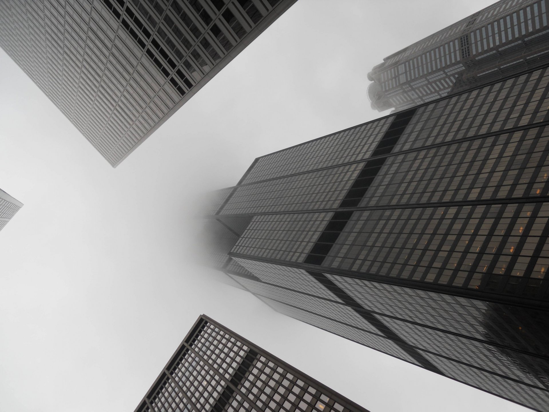 chicago skyscrapers buildings fog usa