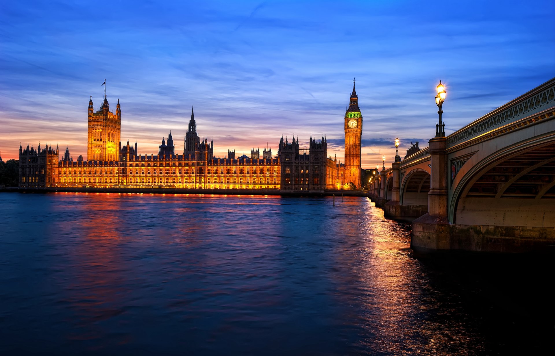 england london bridge river night twilight light