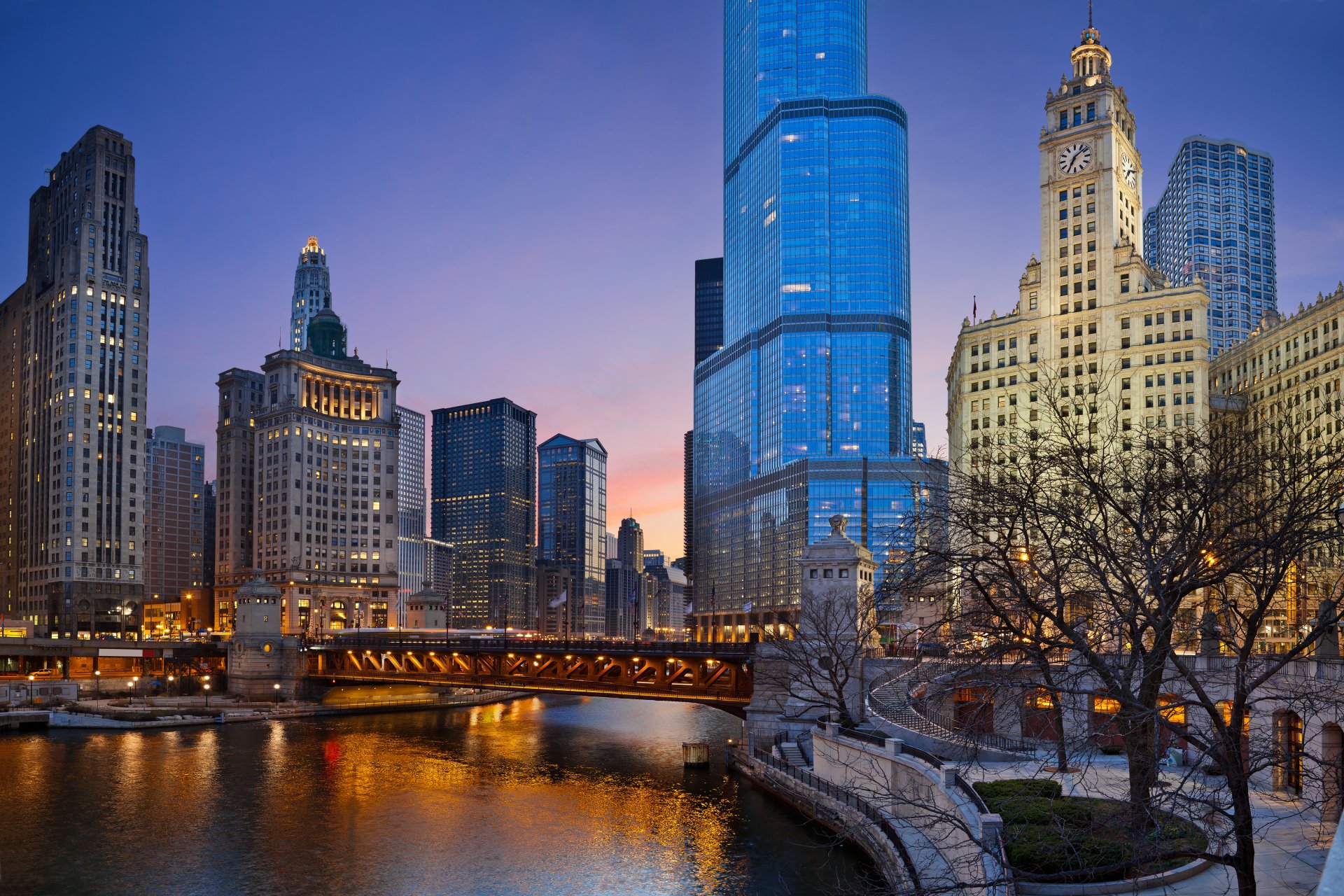 united states illinois chicago night lights park usa mary bartelme park