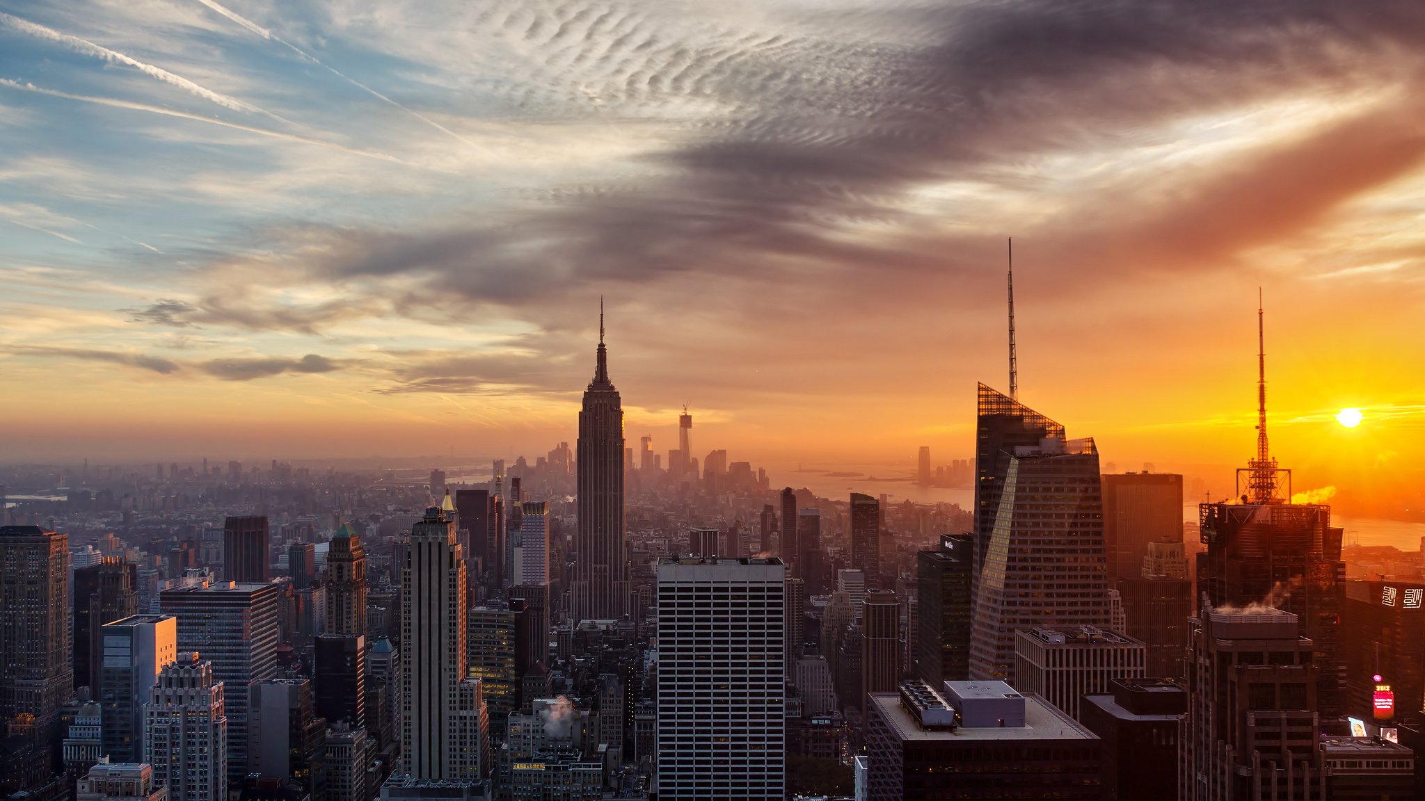 ciudad nueva york estados unidos casa puesta de sol