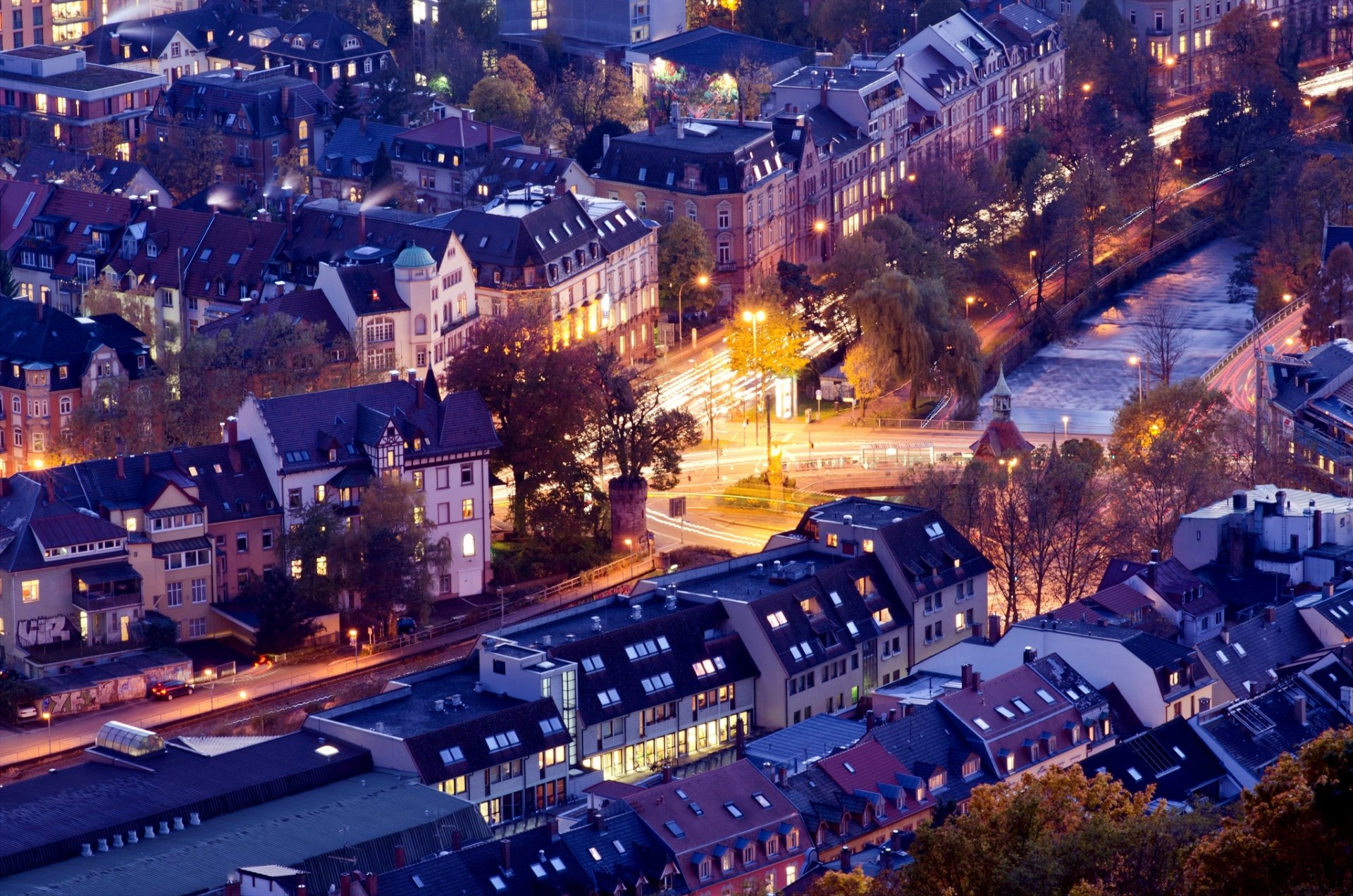 freiburg baden-württemberg freiburg im breisgau stadt deutschland häuser gebäude straße auszug abend