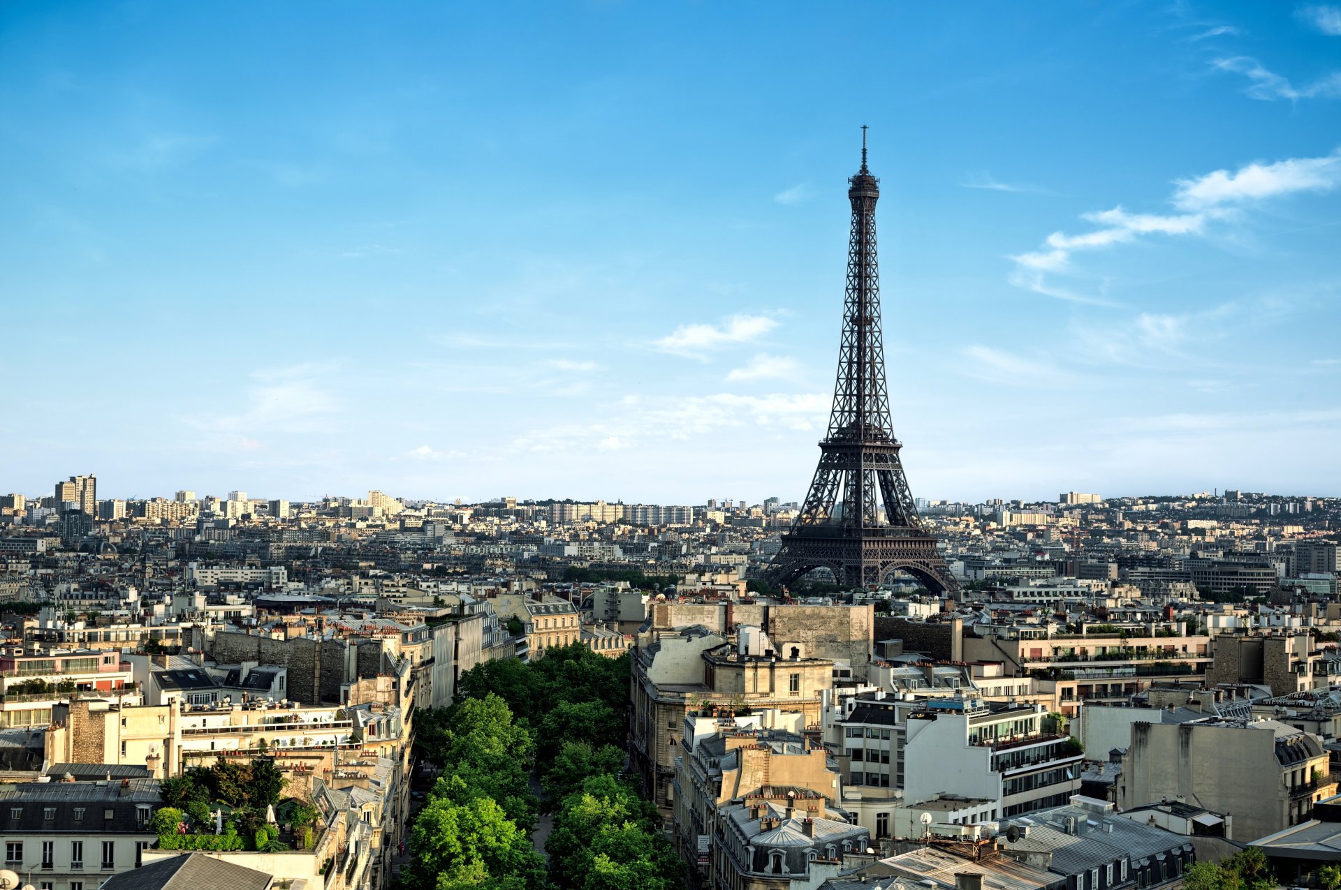 paris france la tour eiffel eiffel tower town panorama morning tree house buildings architecture