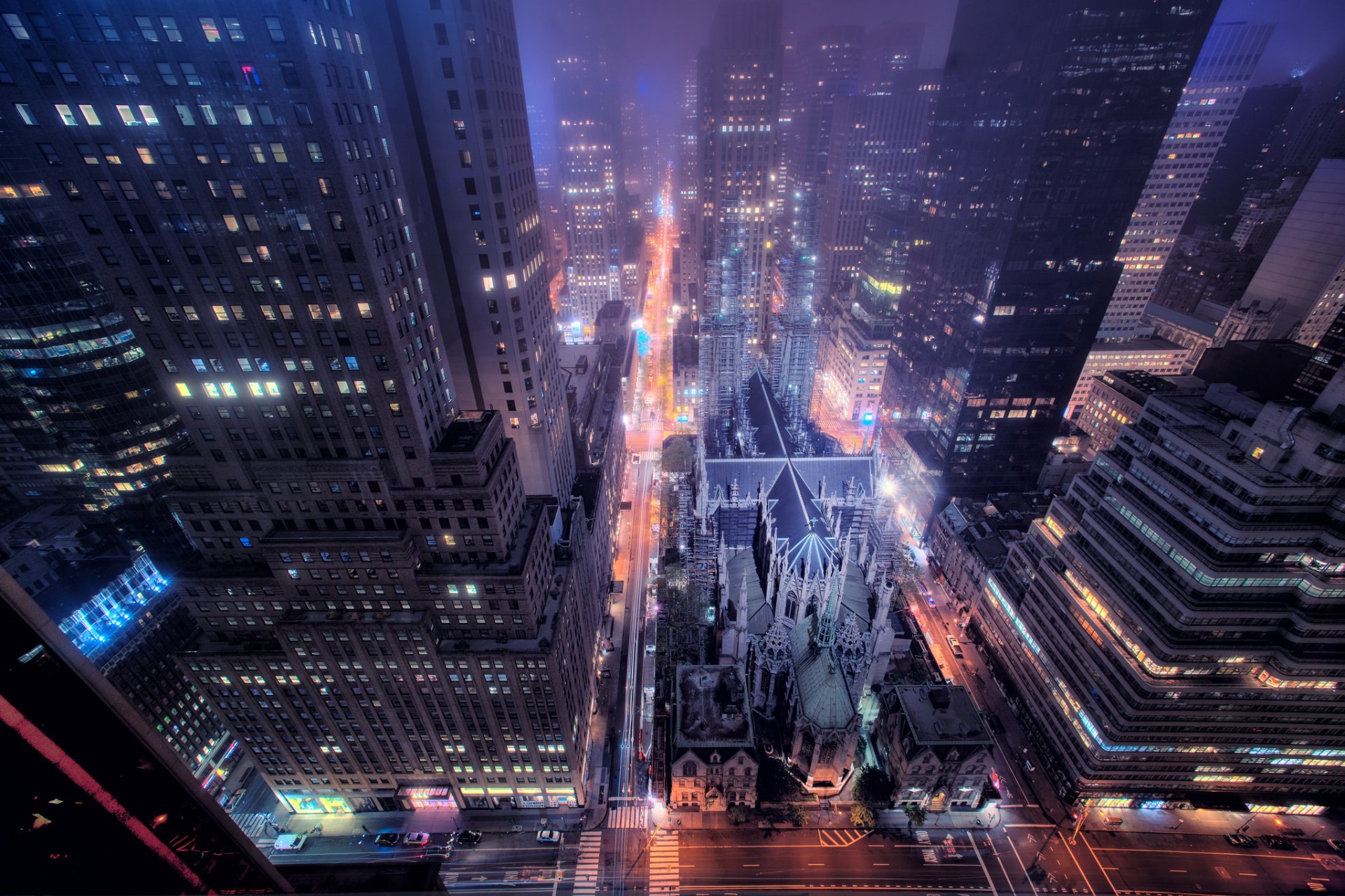 new york city stadt straße gebäude fenster nacht straße lichter