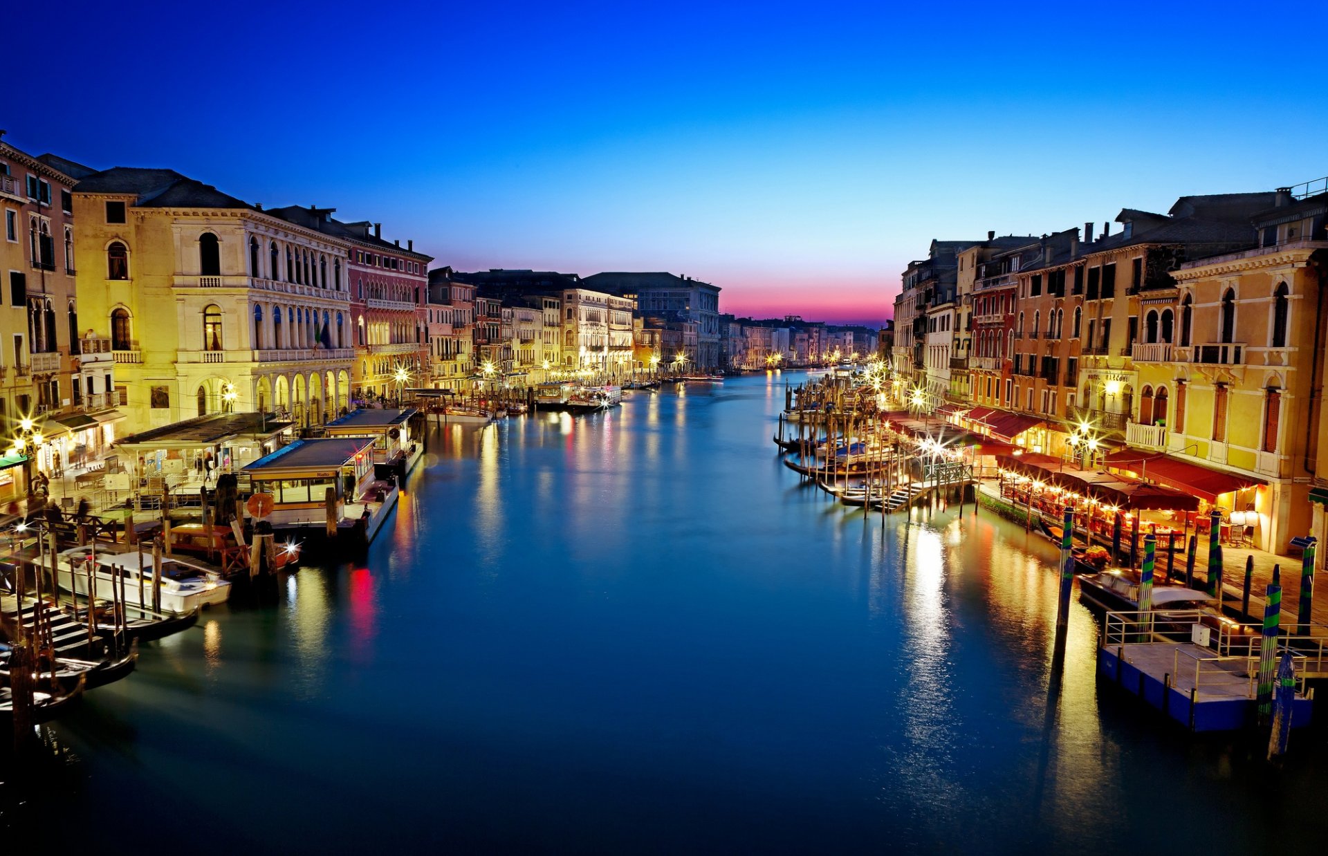 venice italy canal grande grand canal town night sunset house buildings of the nacelle boat sea water reflection lighting