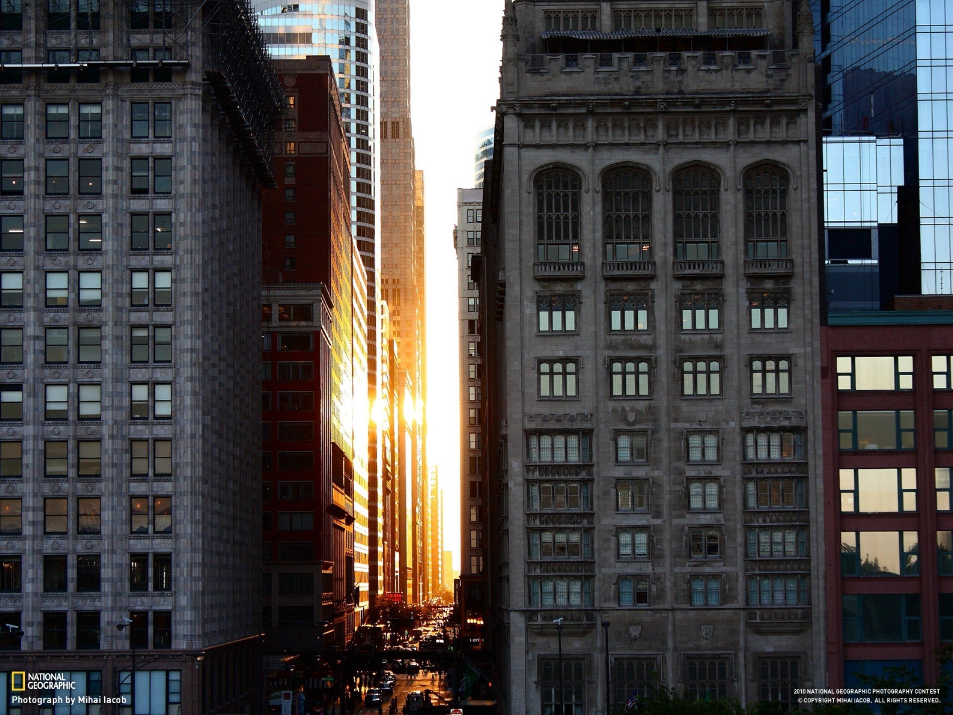 tramonto chicago edifici architettonici centro national geographic