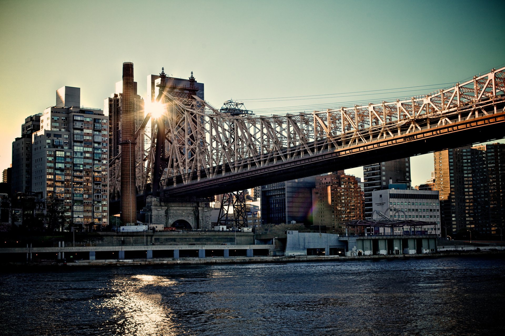 nueva york puente de queensboro isa ciudad metrópolis mañana puente